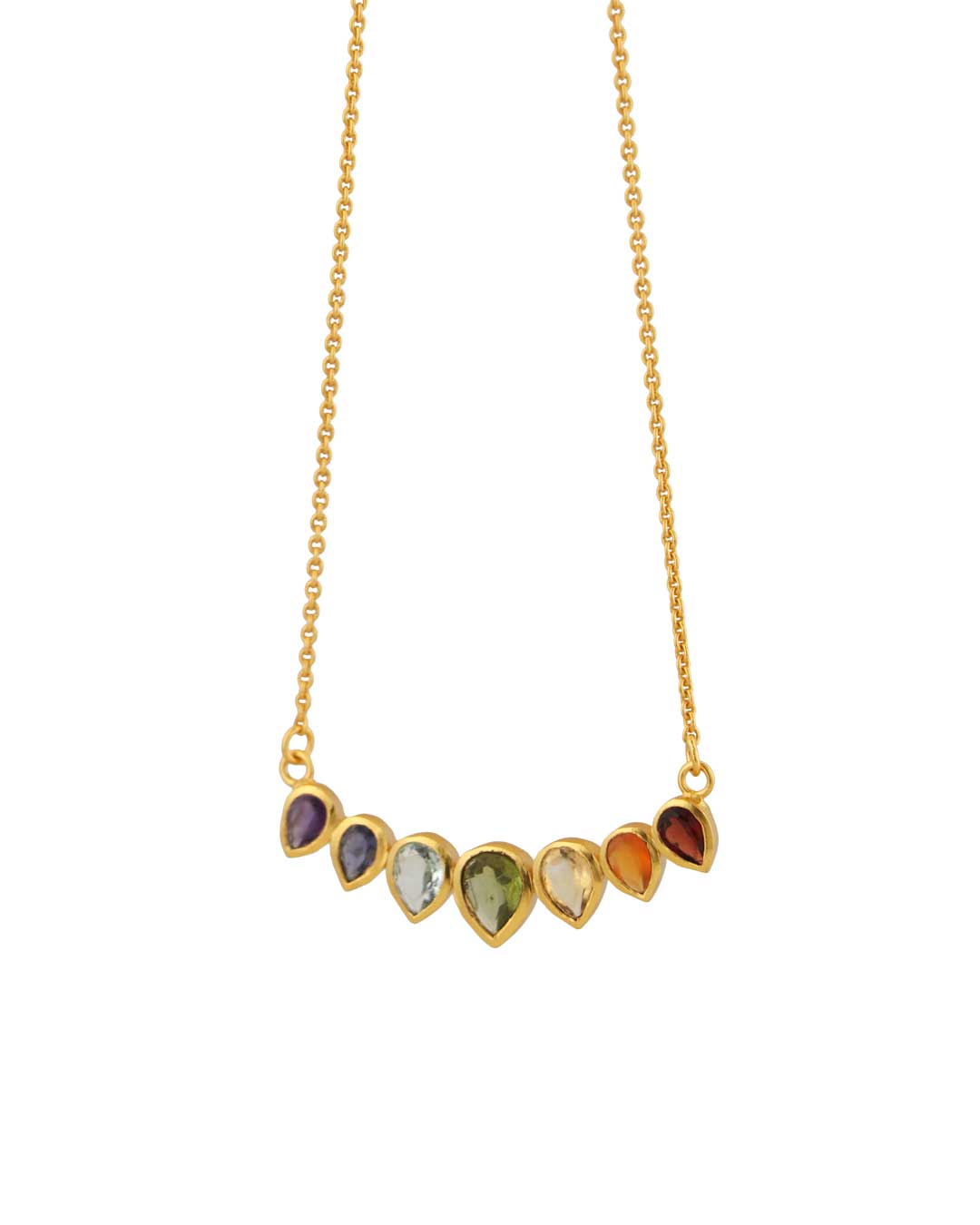 Arc of Light: Rainbow Gemstone Necklace in Gold