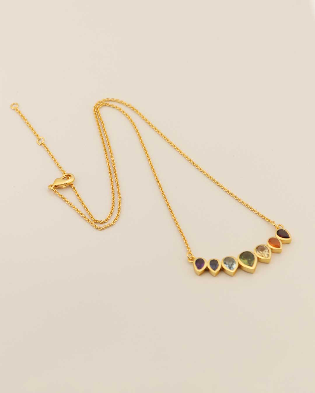 Arc of Light: Rainbow Gemstone Necklace in Gold