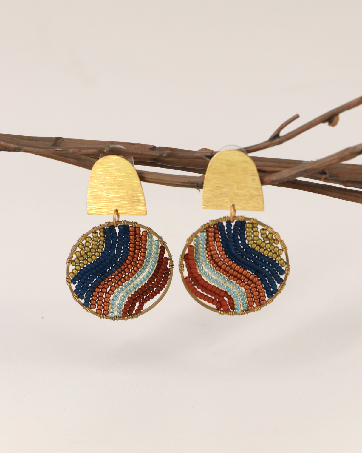 Río Colorido Beaded Brass Earrings