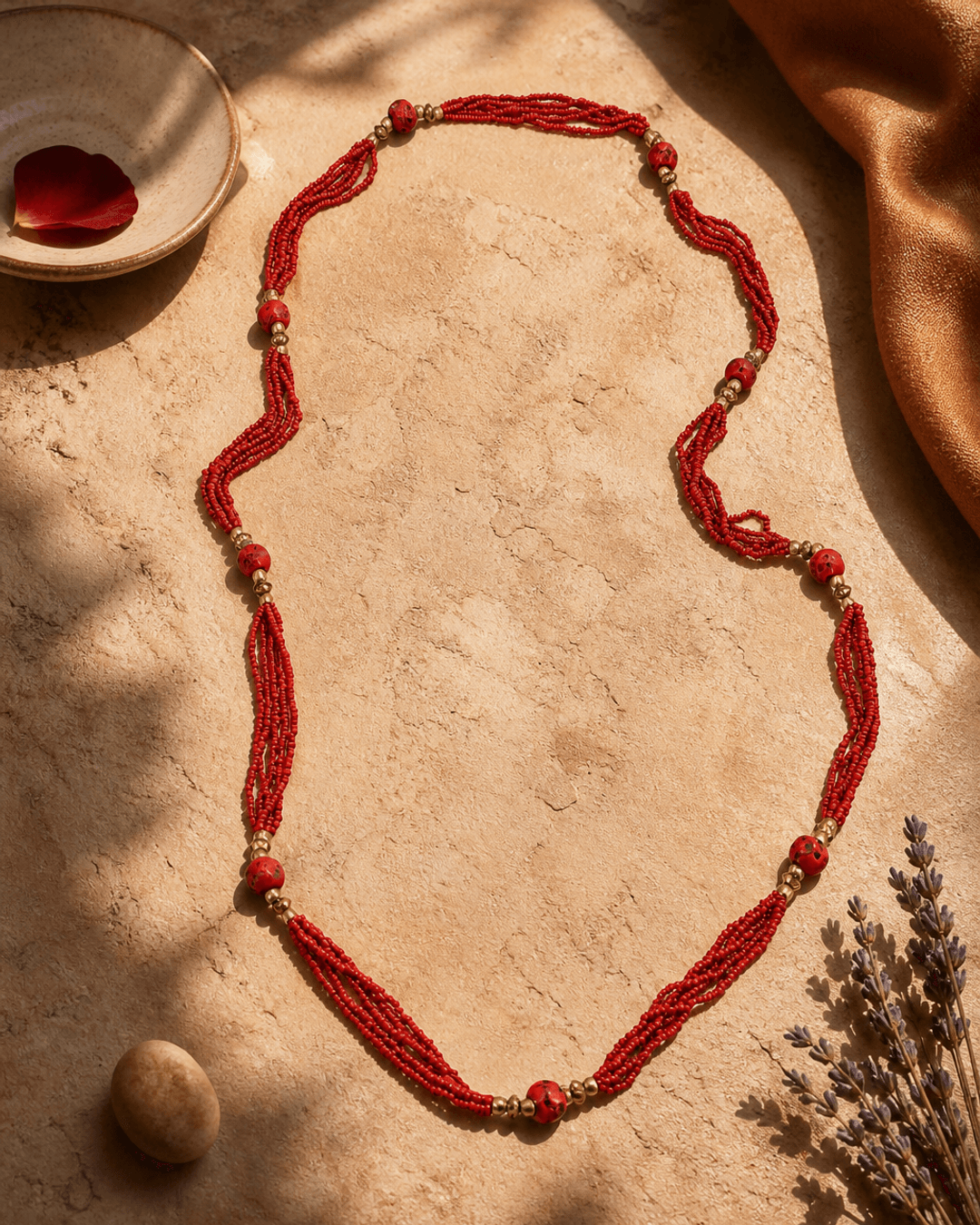 56-Inch Long Layered Beaded Necklace — necklaces, vibey shadow lifestyle photo