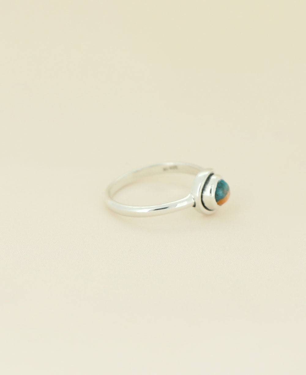 Turquoise Spiny Oyster Sterling Silver Dainy Ring