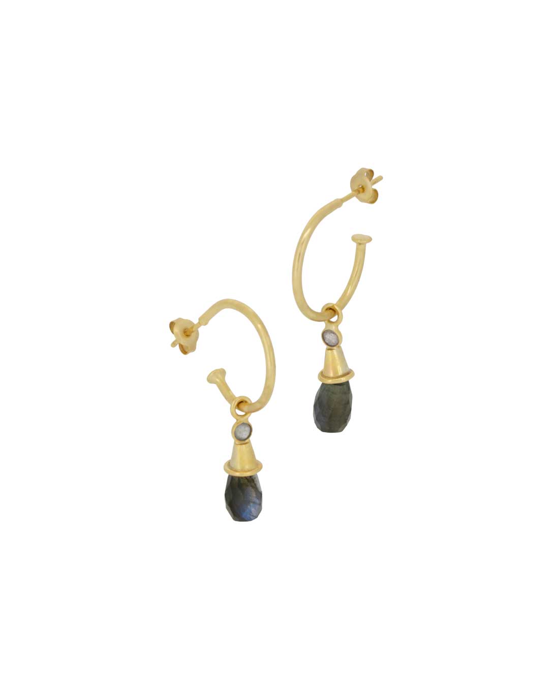 Labradorite Gold Plated Drop Earrrings