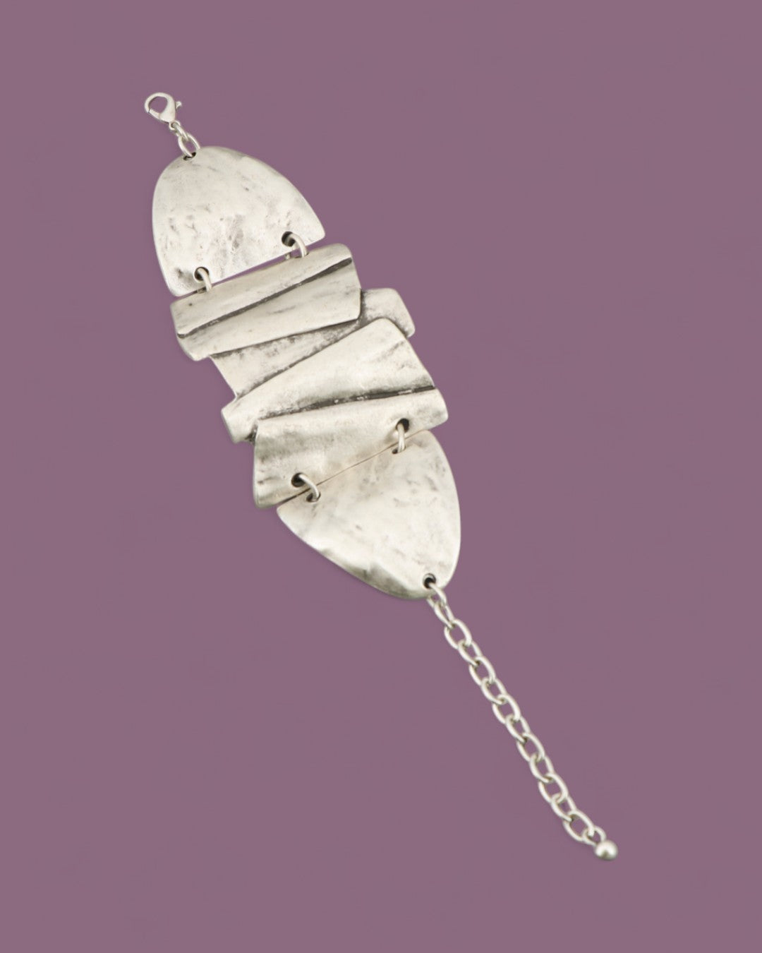 Chunky silver-tone folded panel bracelet