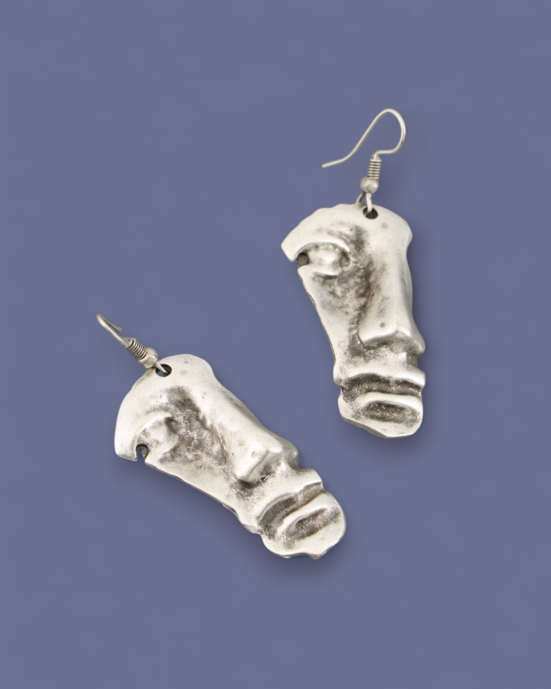 Artistic silver tone sculptural earrings