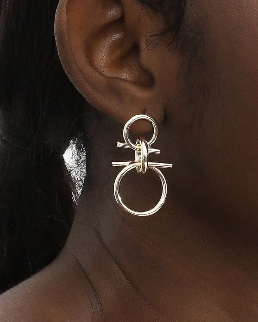 Gold-tone geometric hoop earrings