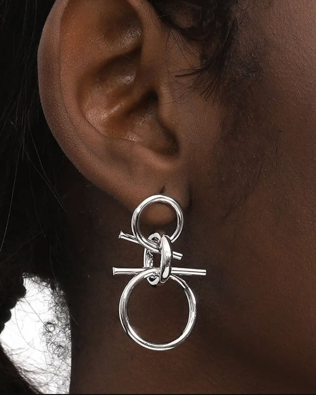 Silver-tone geometric hoop earrings