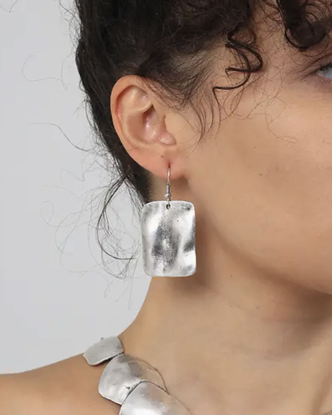 Brushed silver wave earrings