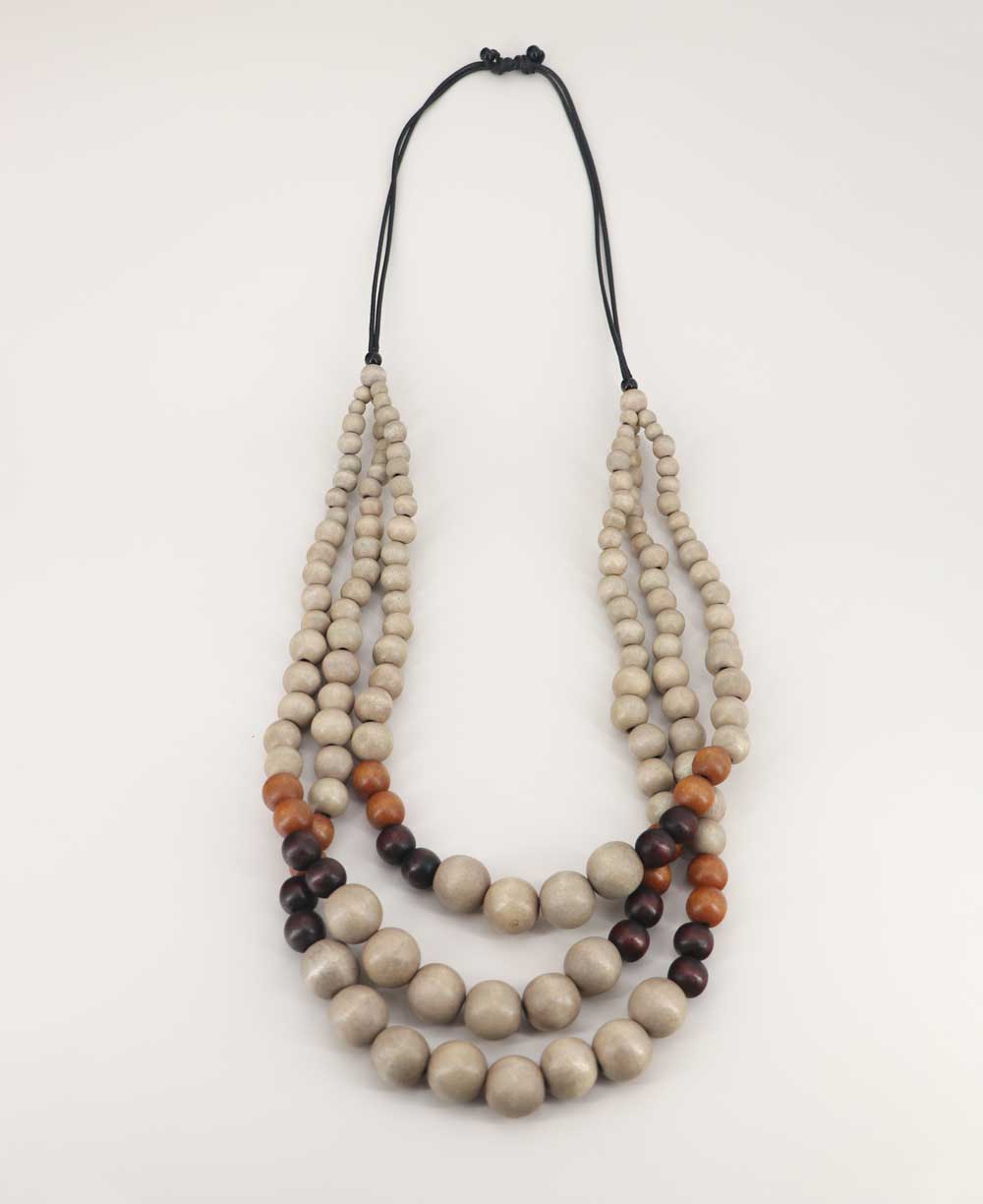 contemporary wood bead necklace