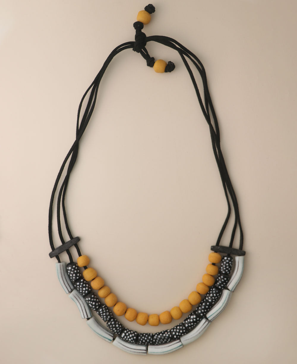Fair Trade African Recycled-Glass Beaded Three Layer Necklace