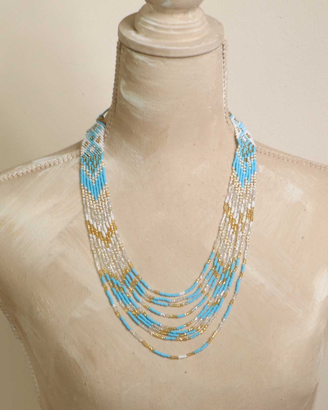 Shades of Ocean Layered Beaded Statement Necklace