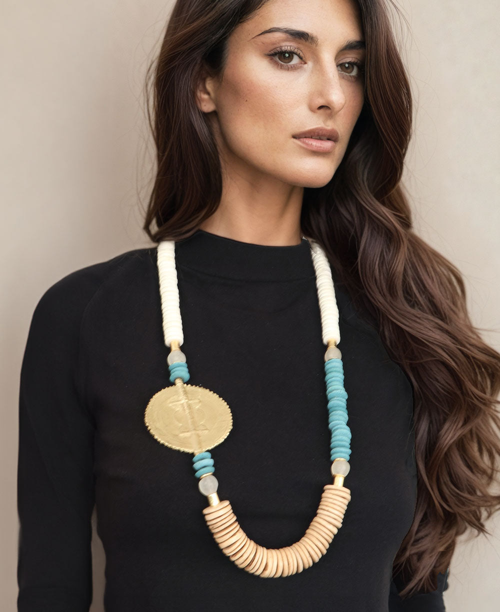 Global Medallion Statement Necklace
