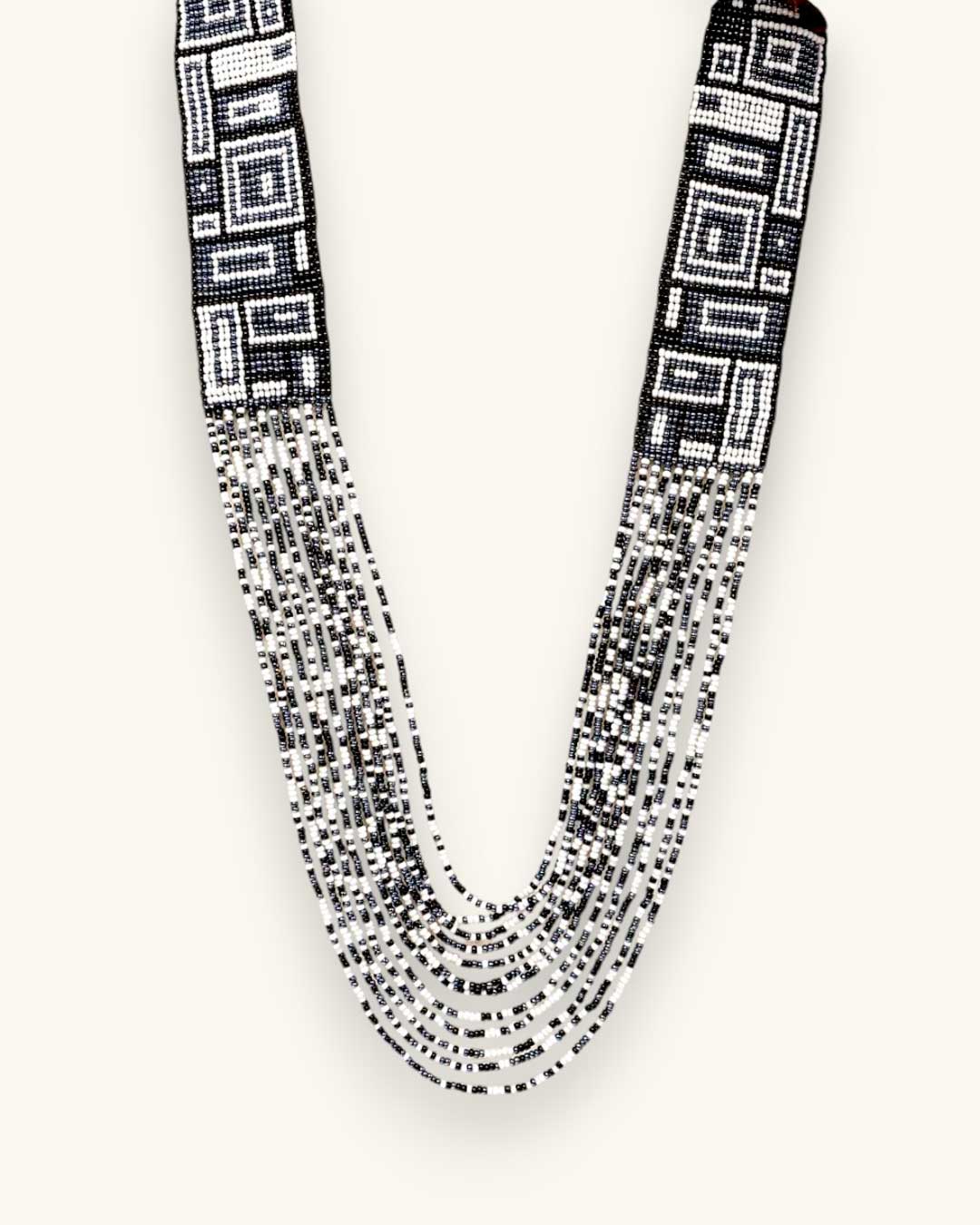 Black & White Glass Beaded Necklace