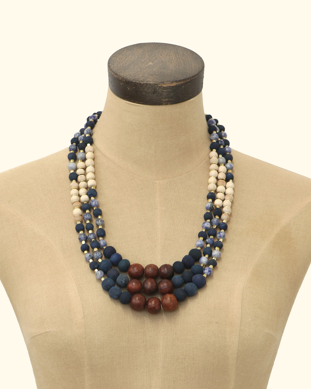 Indigo Wood & Sodalite Necklace