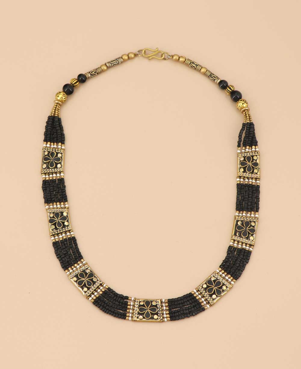 Traditional Tibetan black bead necklace