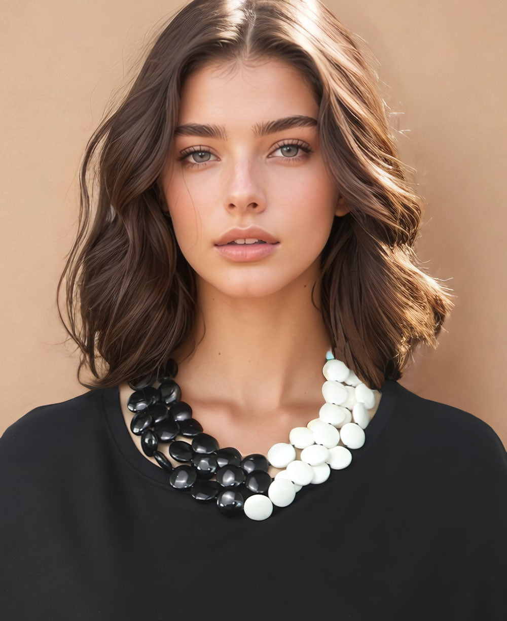 Tibetan Black and White Disc Necklace