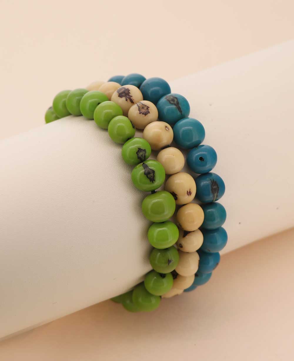 Natural Cream, Leaf Green, Teal Bracelets
