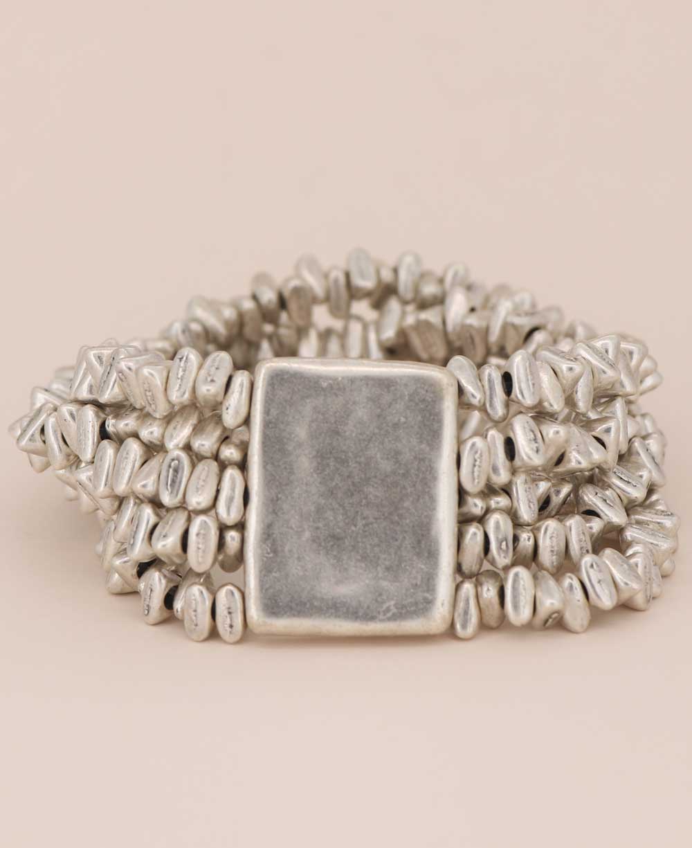 Unique Textured Pewter Bead Bracelet