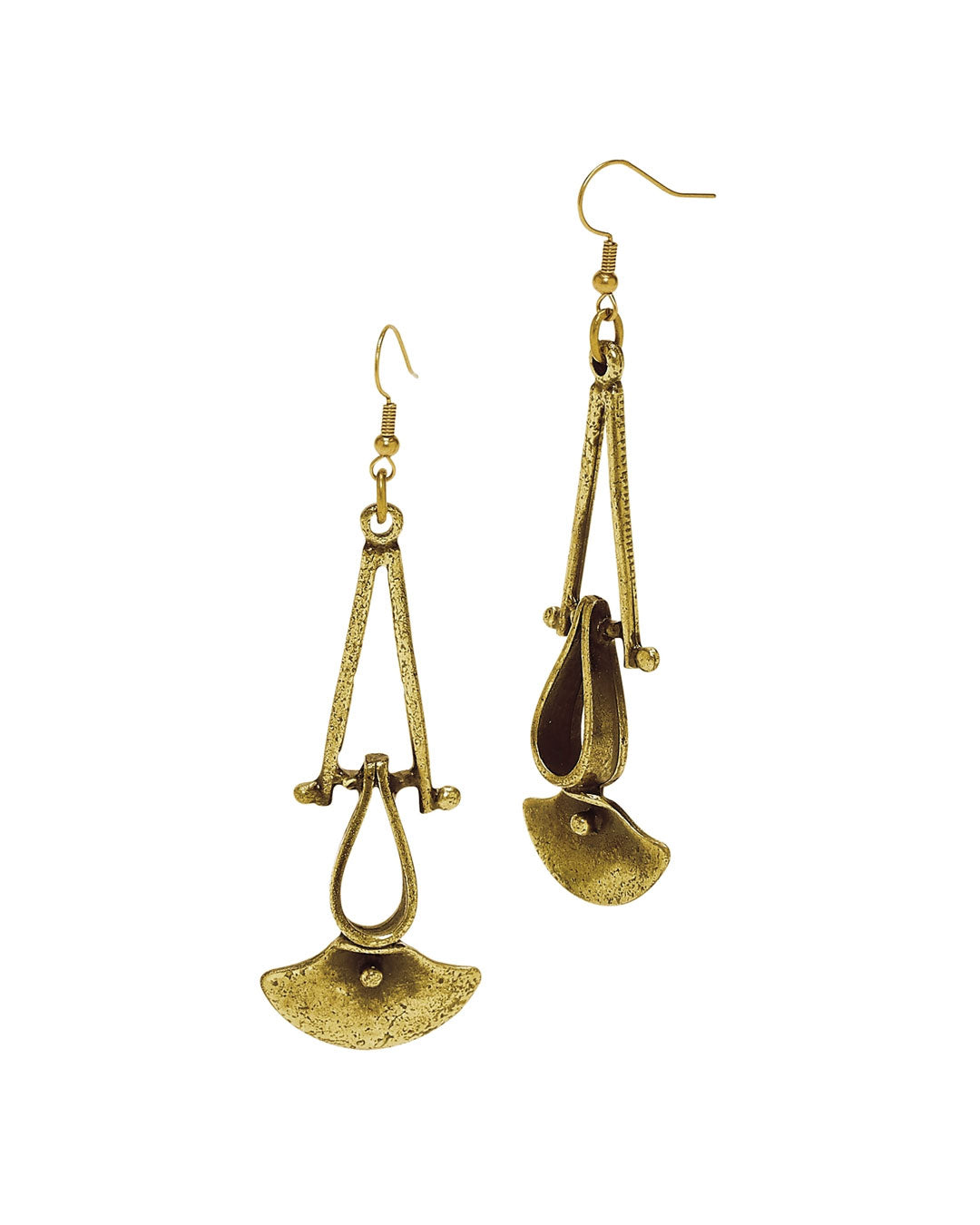 Handcrafted Bronze Fan Geometric Earrings
