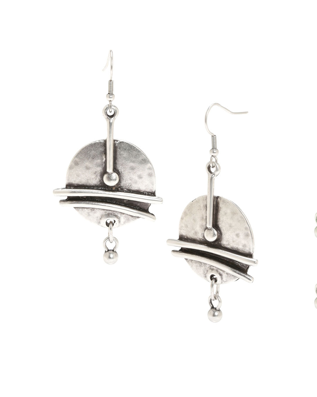 Antique Silver-tone Orbit Sculptural Earrings