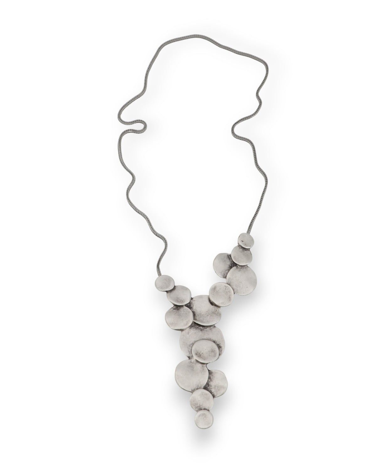 Structured Discs Statement Pewter Necklace