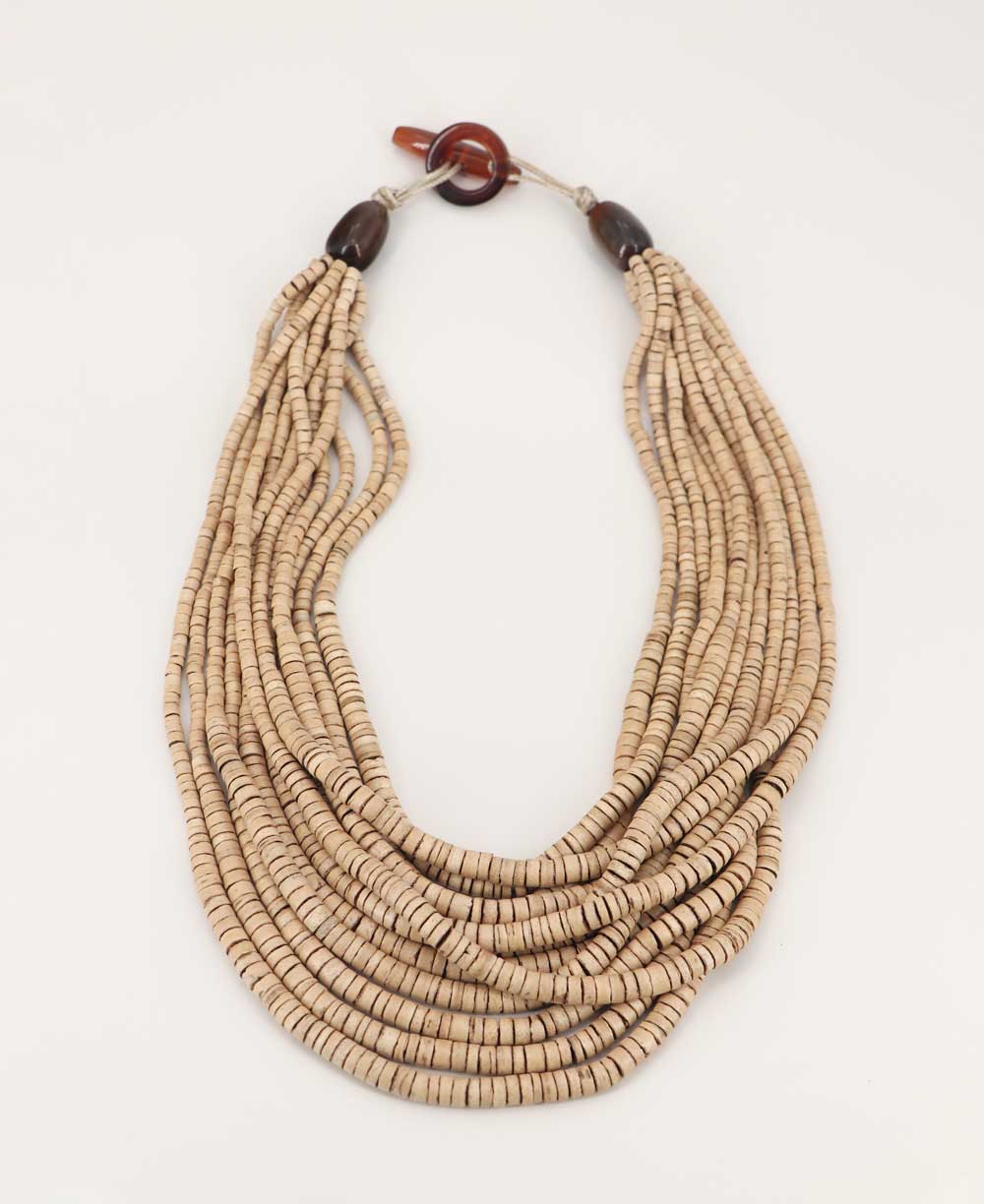 Layered Coconut Bead Necklace in Neutral Tones