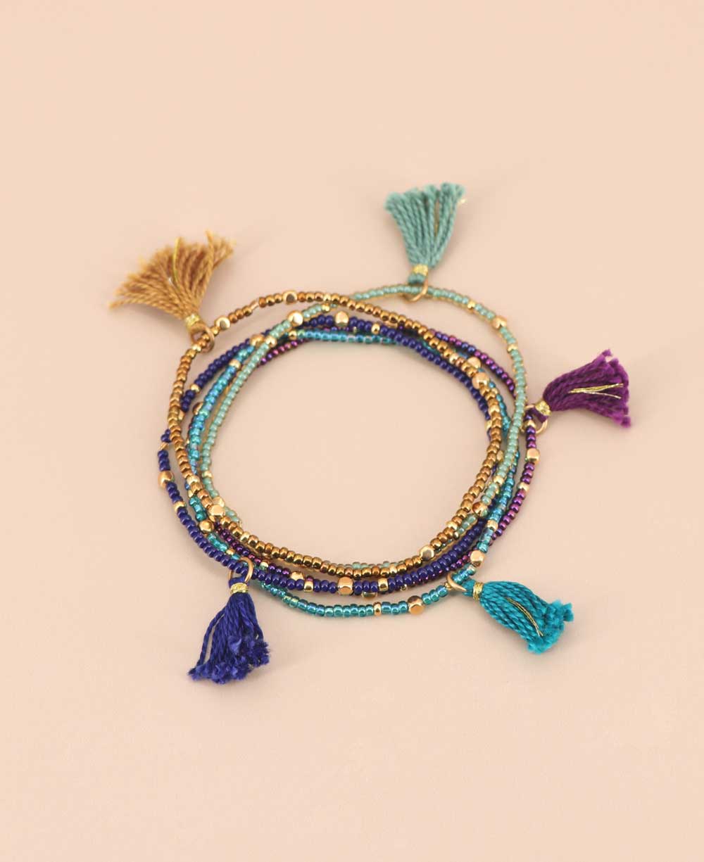 Multicolor tassel bracelet set