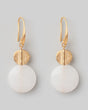 White agate and brass gold drop earrings