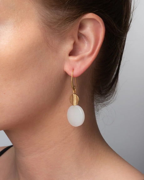 Minimalist stone earrings with 18k gold-plated hooks