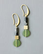 Gold earrings with black emperor stone and olivine glass