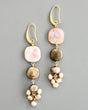 Gold hook earrings with mother of pearl and freshwater pearls