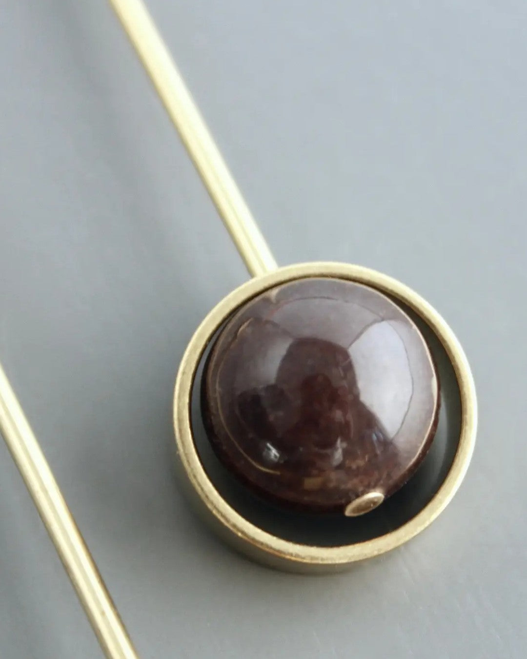 Agate and brass dangle earrings with designer hooks