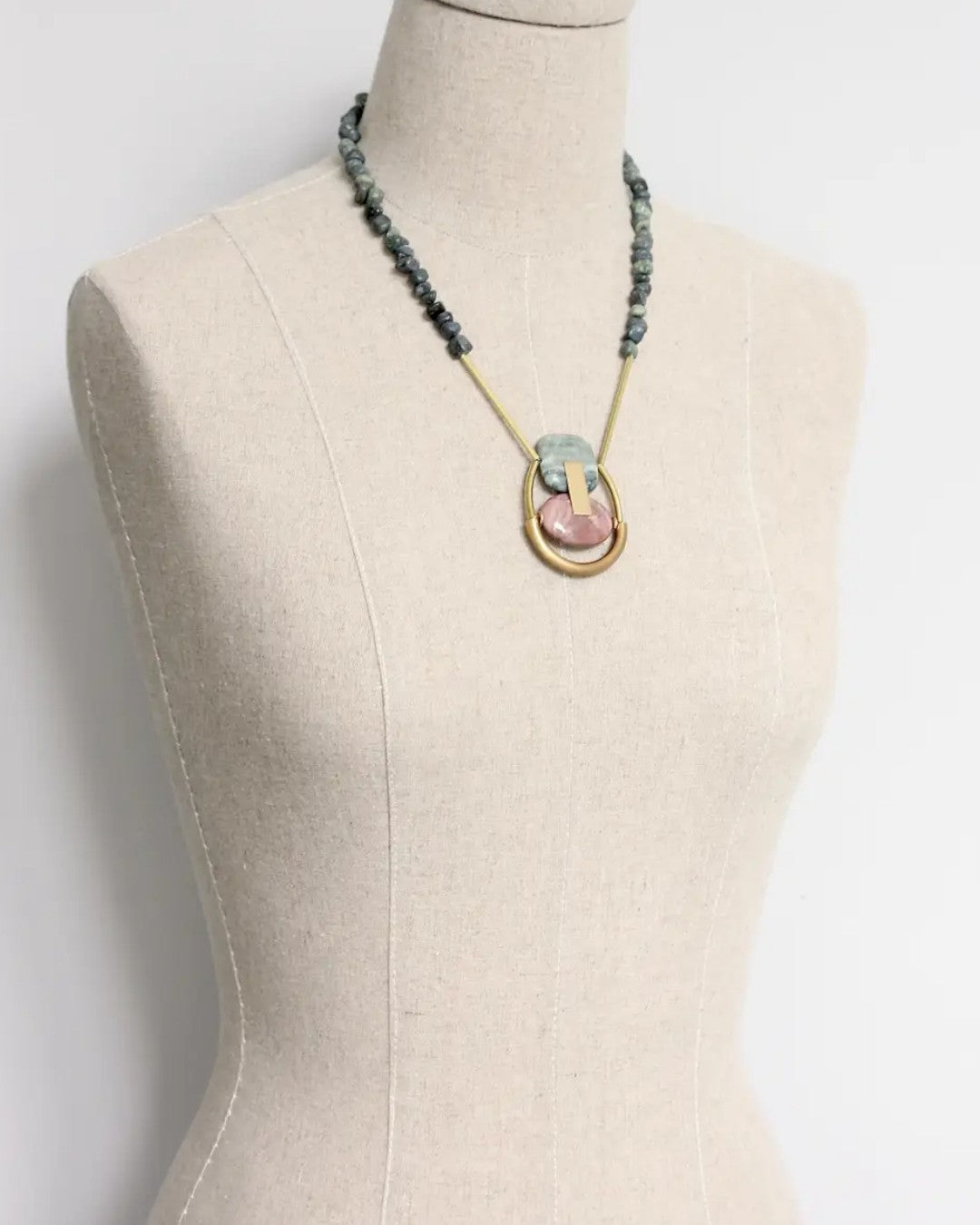 Sculptural artisan necklace with bold organic design