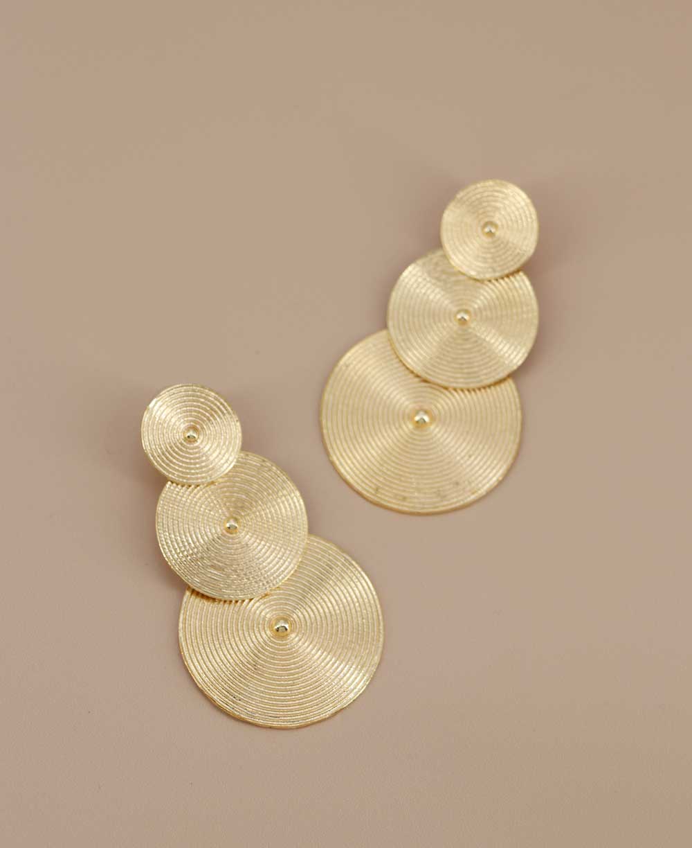 Gold plated cascading Roman disc earrings