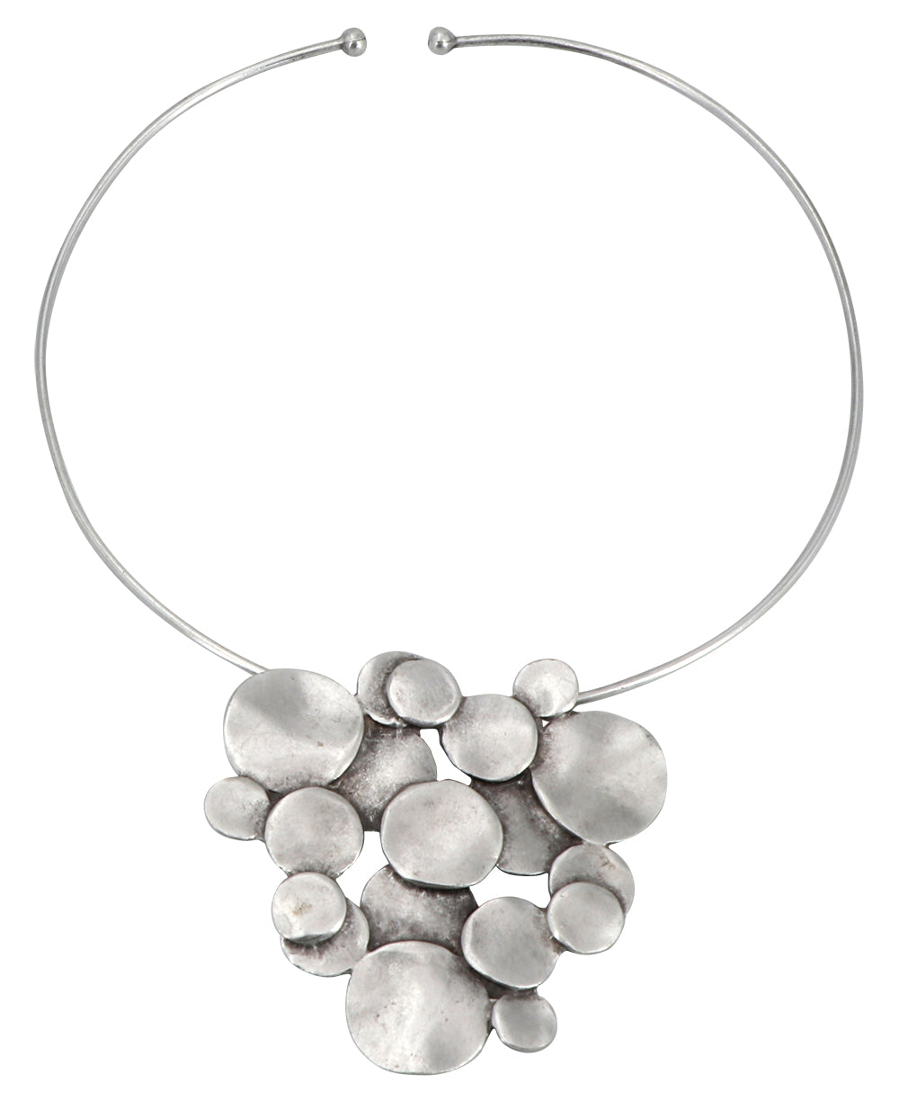 Abstract circular disc pendant necklace