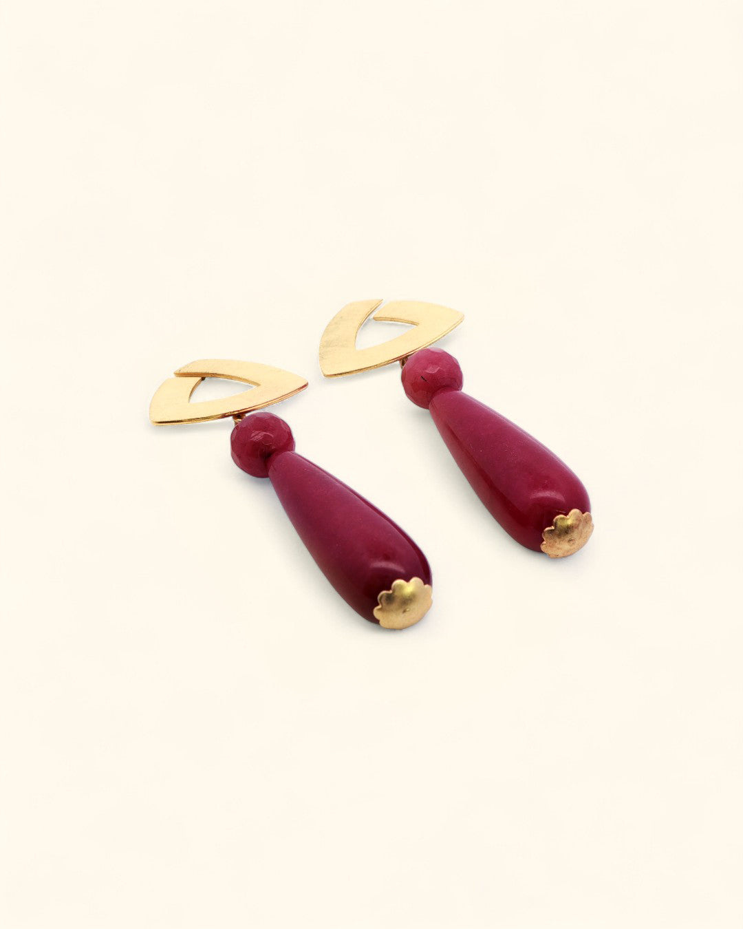 Brazilian handcrafted ruby jade earrings