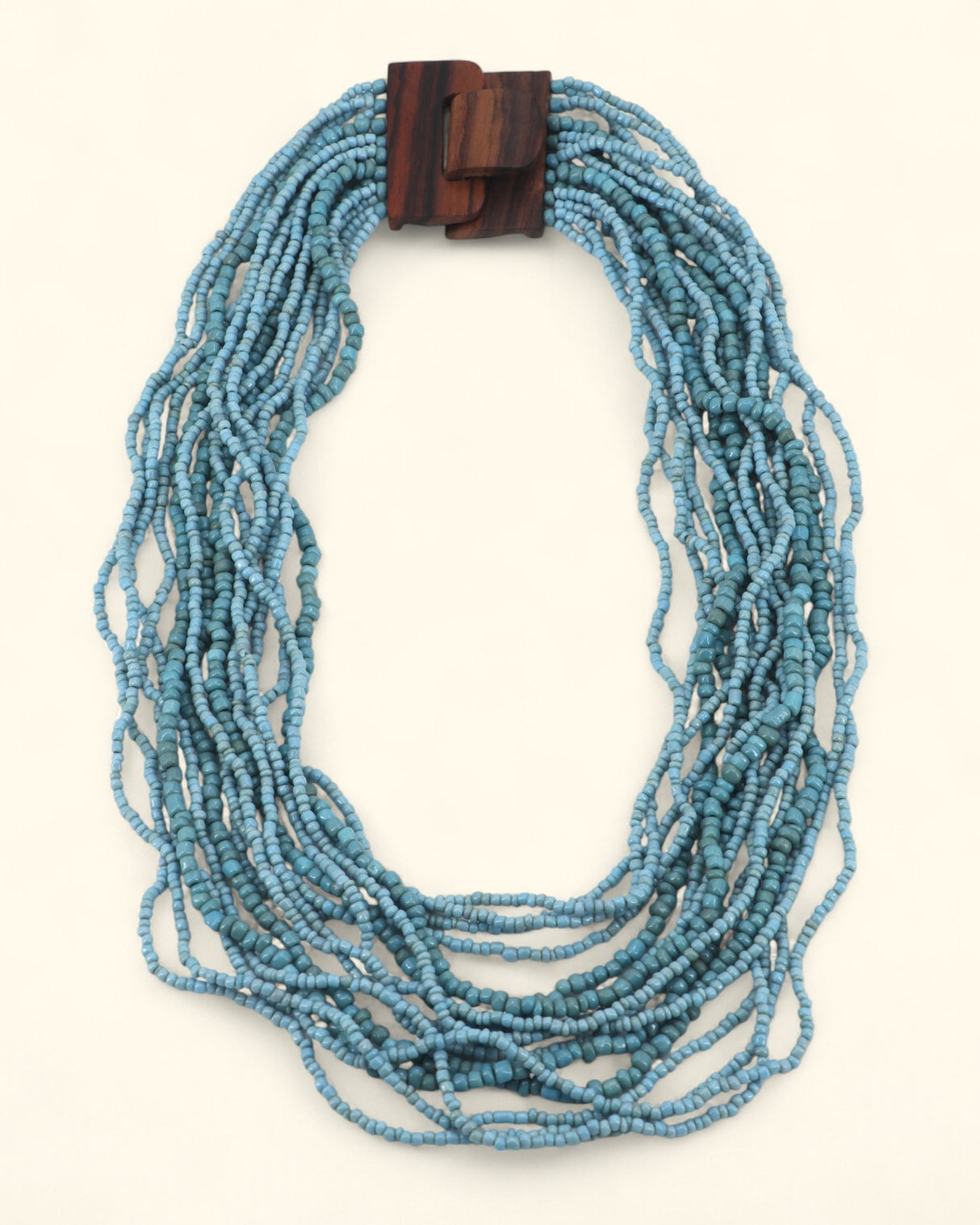 Aqua Glass Bead Strand Necklace