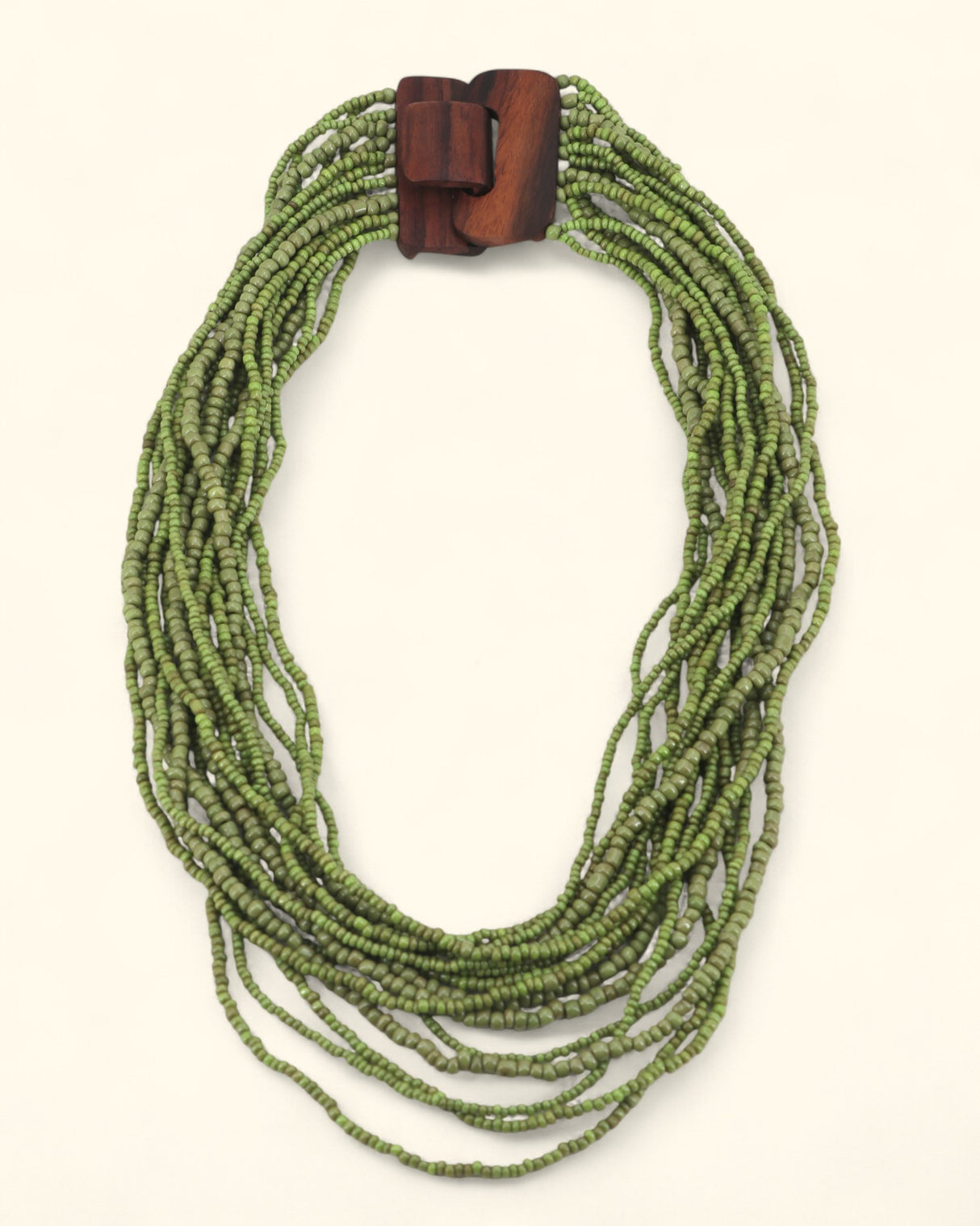 Green Glass Bead Strand Necklace