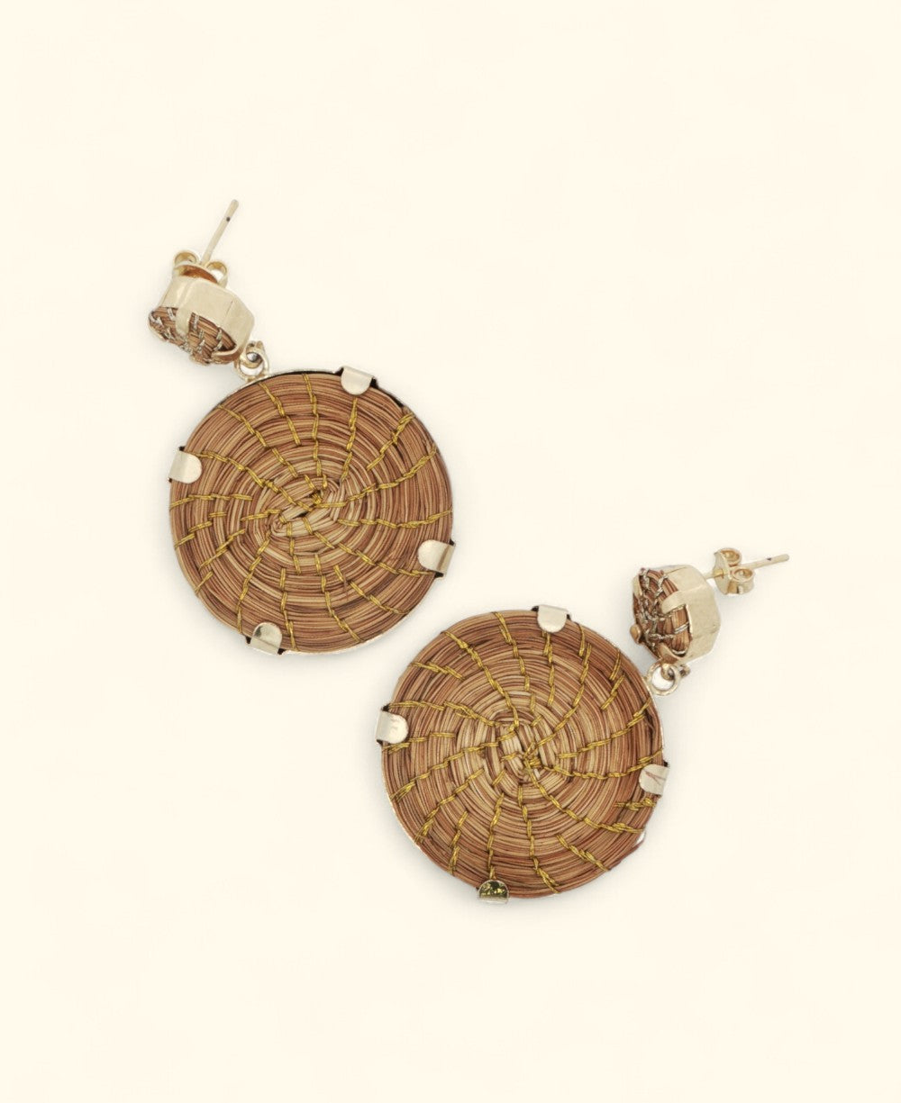 Handwoven Capim Dourado earrings from the Amazon