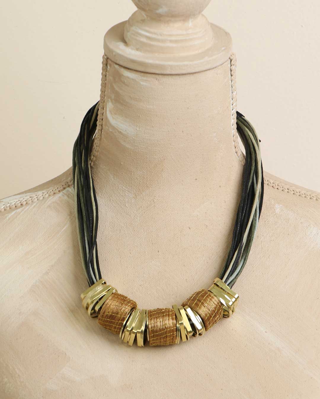 Natural grass and brass necklace in customizable configurations