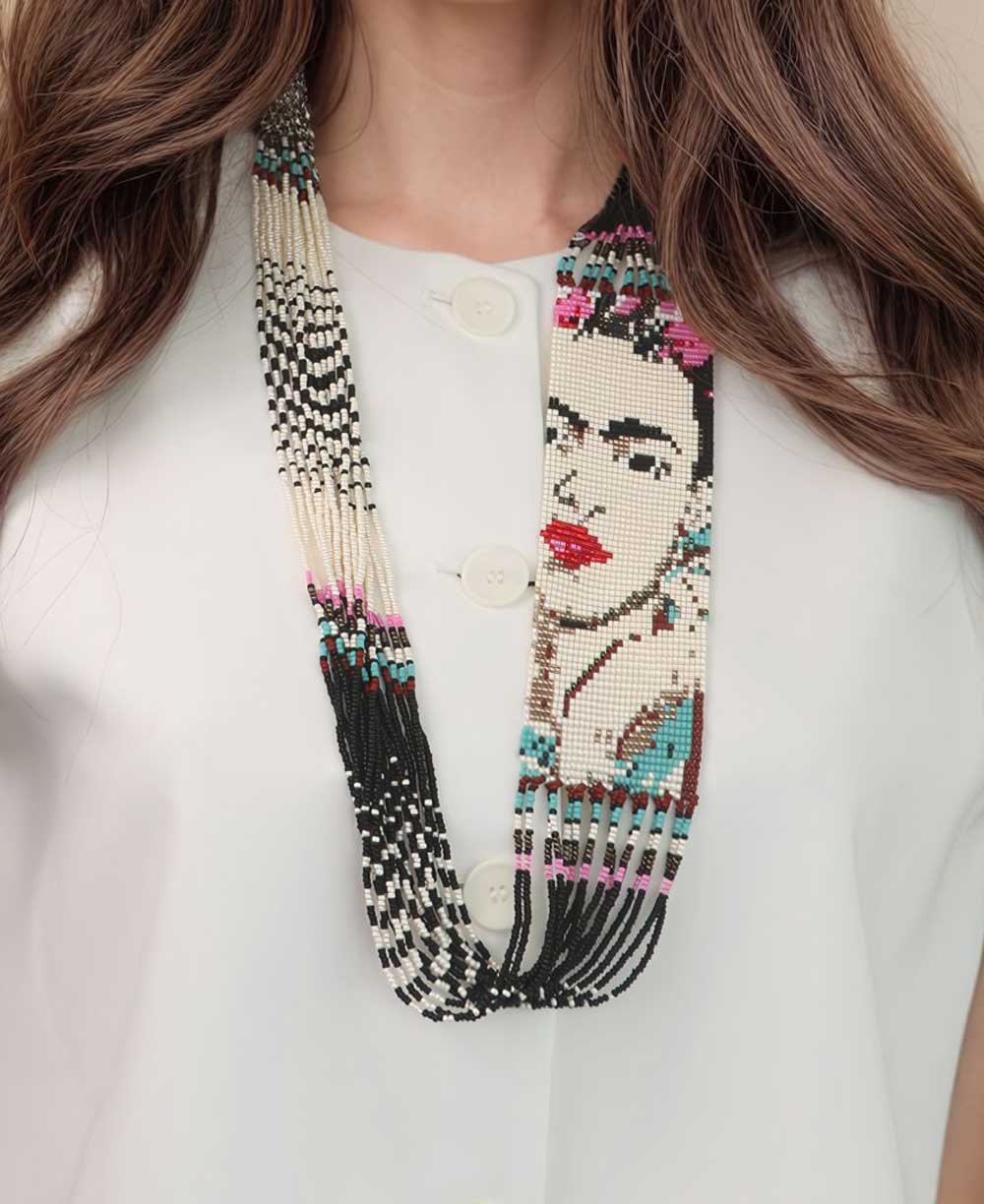 Frida Kahlo Inspired Beaded Necklace