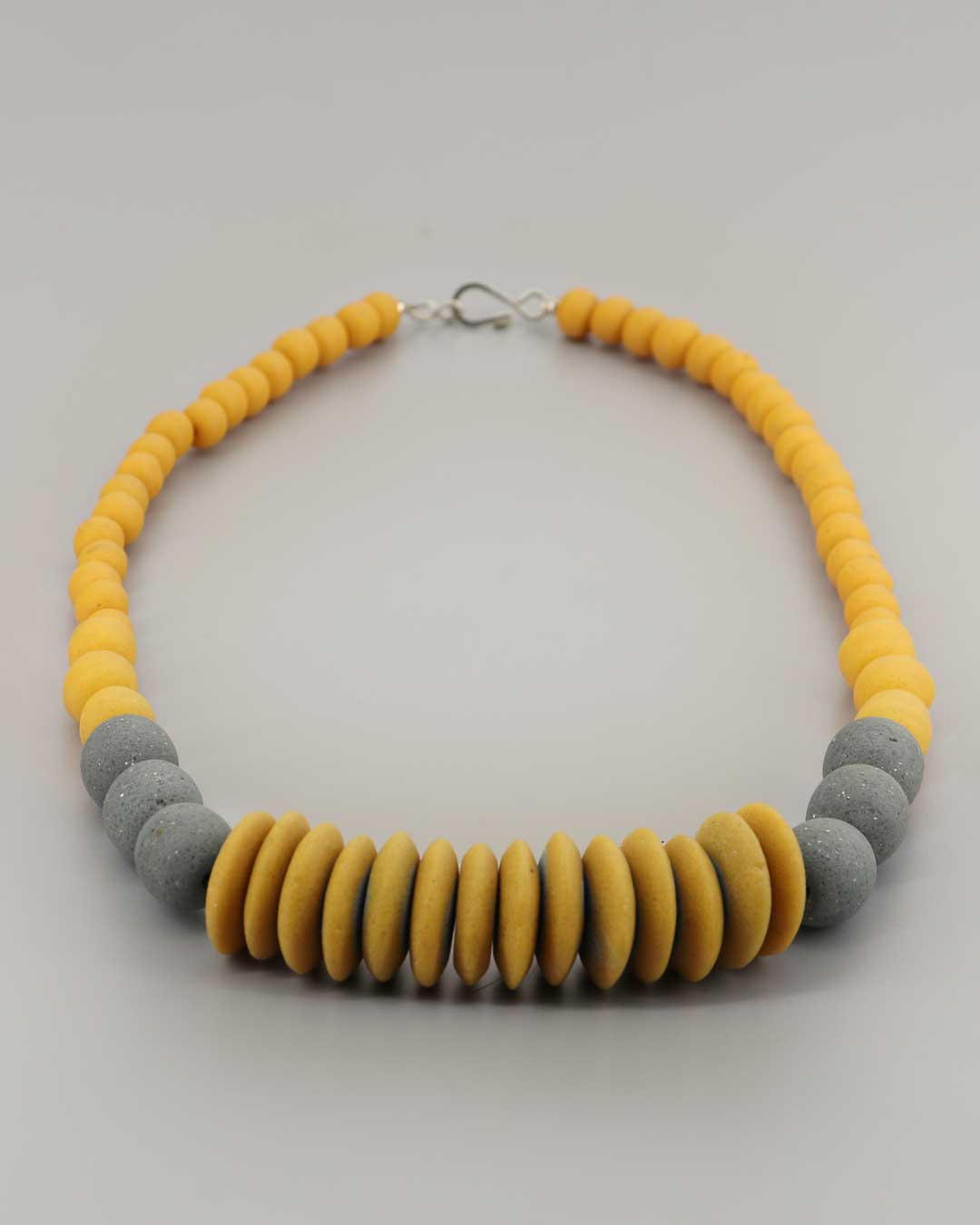 Bold eco-friendly necklace with handmade beads