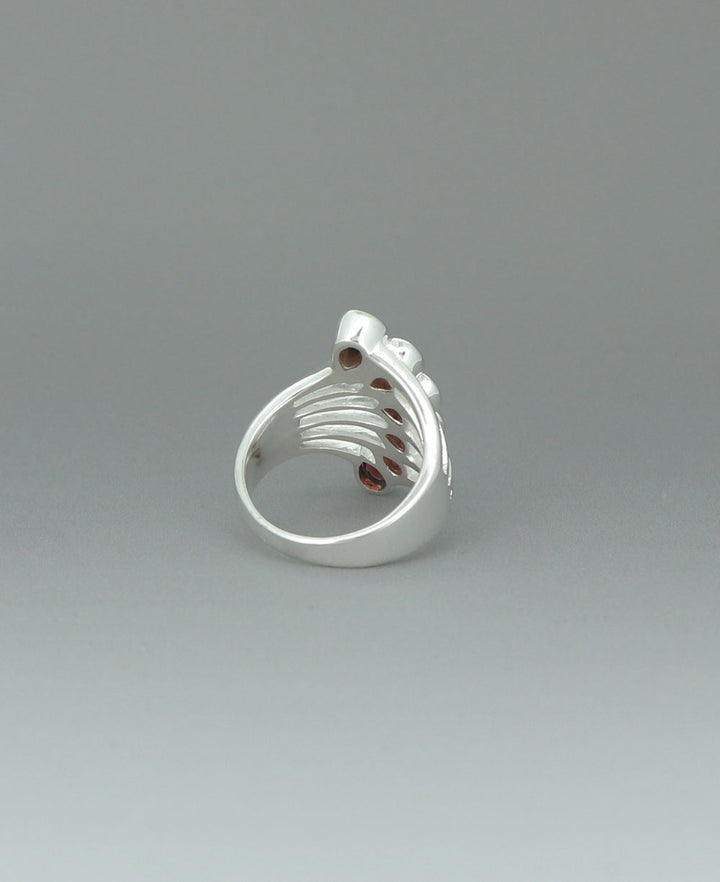 Elegant Garnet Teardrop Ring in Silver