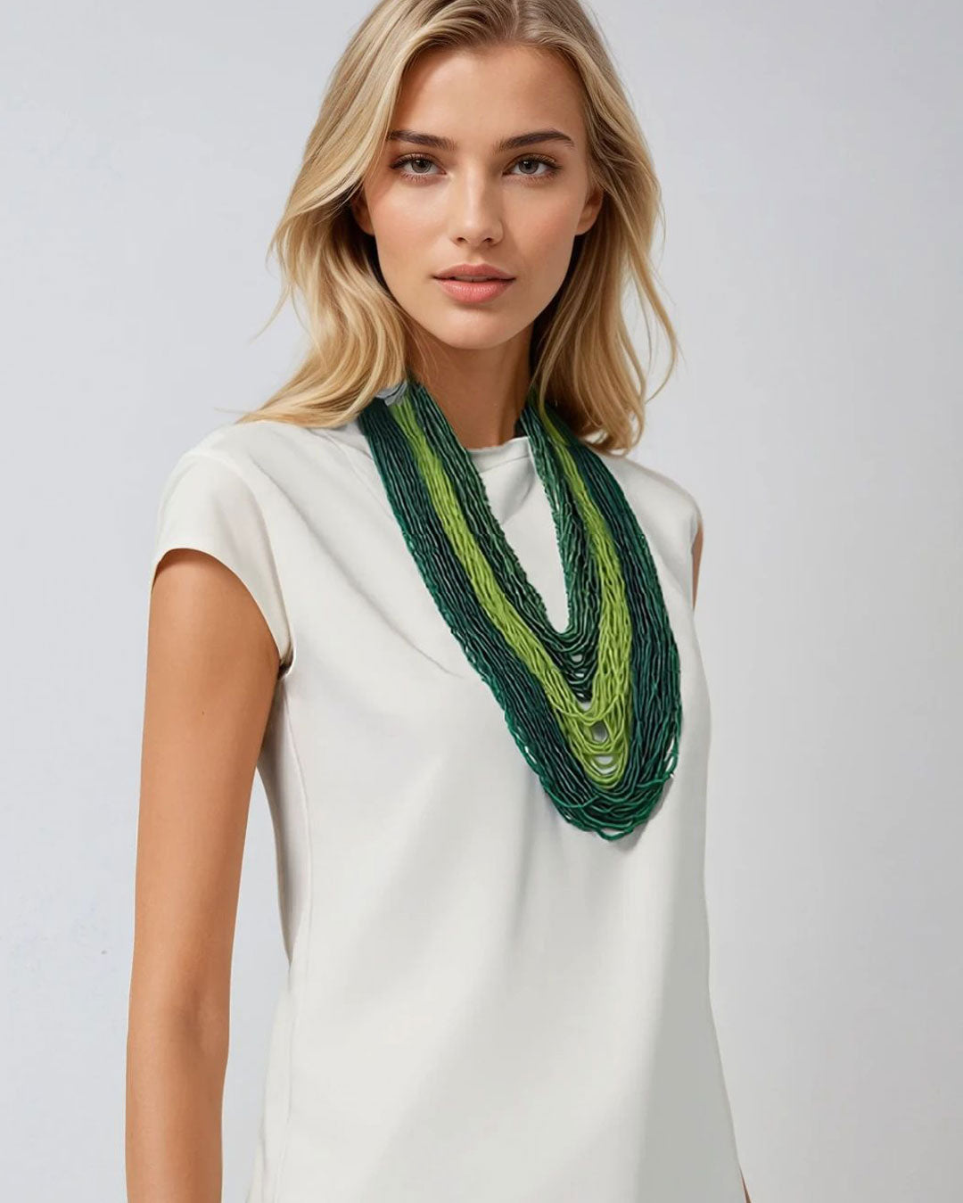 Cascade Green Beaded Statement Necklace
