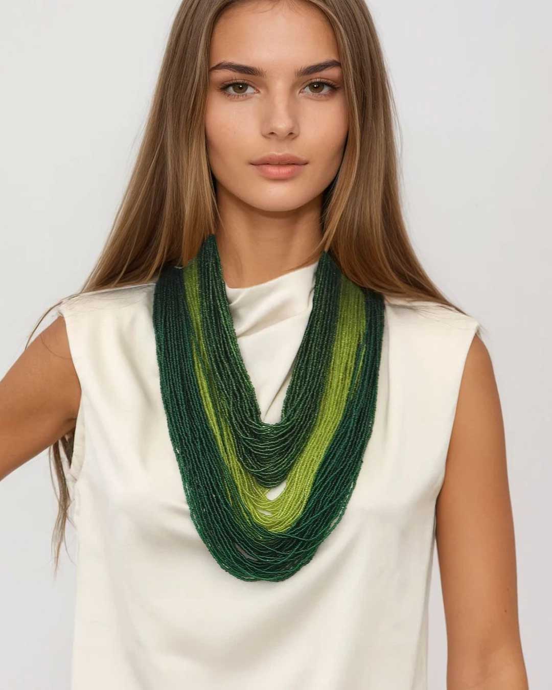 Cascade Green Beaded Statement Necklace