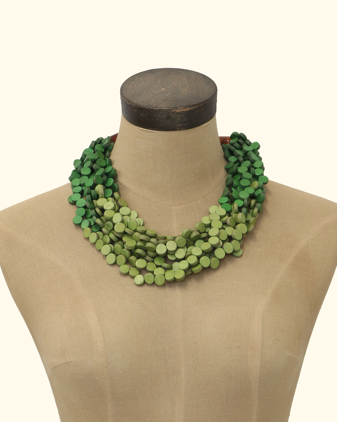 Two-Tone Green Wood Necklace