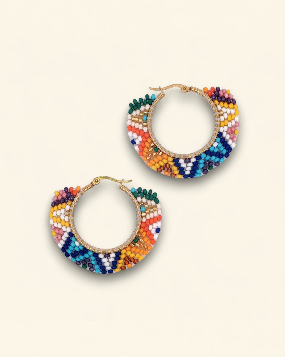 Vibrant Vista Handwoven Beaded Hoop Earrings