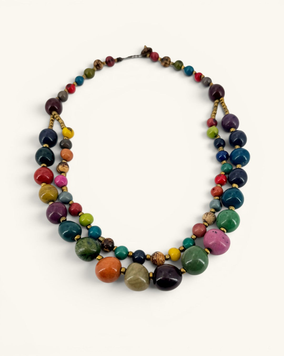 Acai & Pambil Seed Beaded Double-Strand Necklace