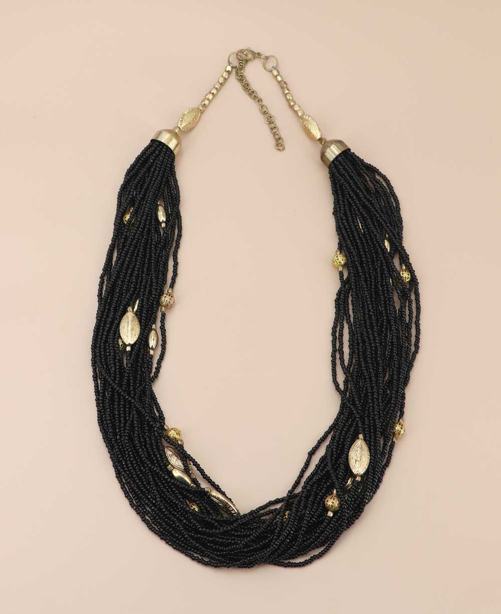 black glass bead necklace