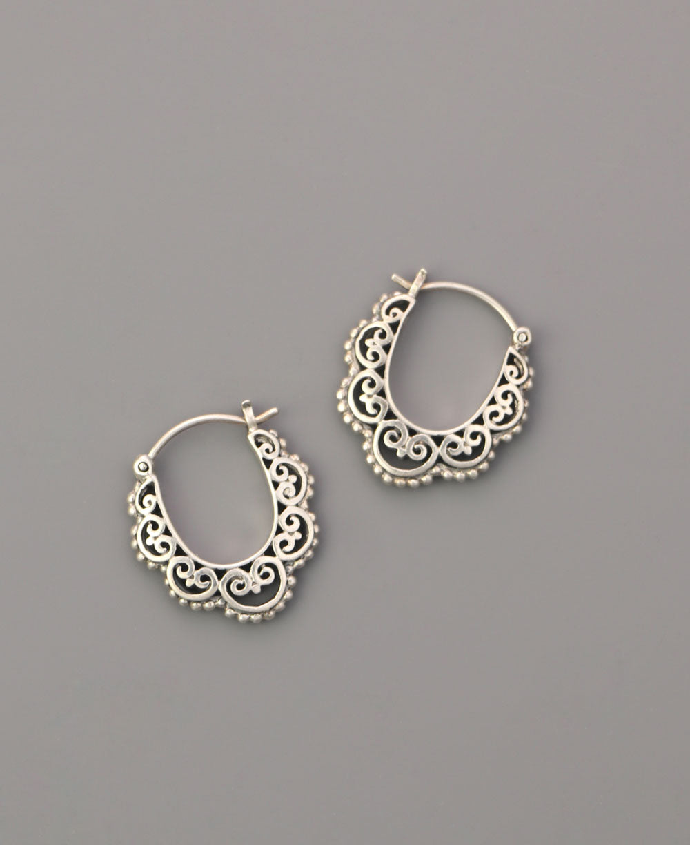 Sterling silver heart hoop earrings