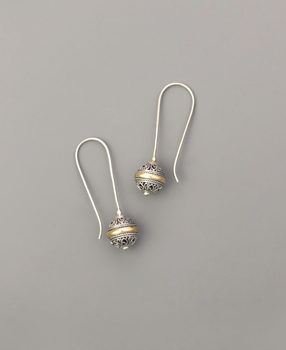 Sterling silver threader earrings with gold ring